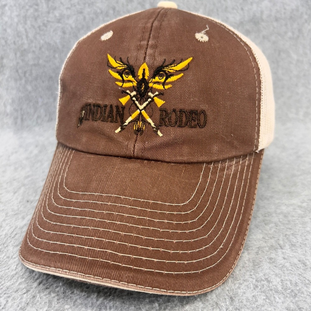 Indian Rodeo Mens Brown OC Trucker Hat Embroidered Mesh Back Adjustable OSFM